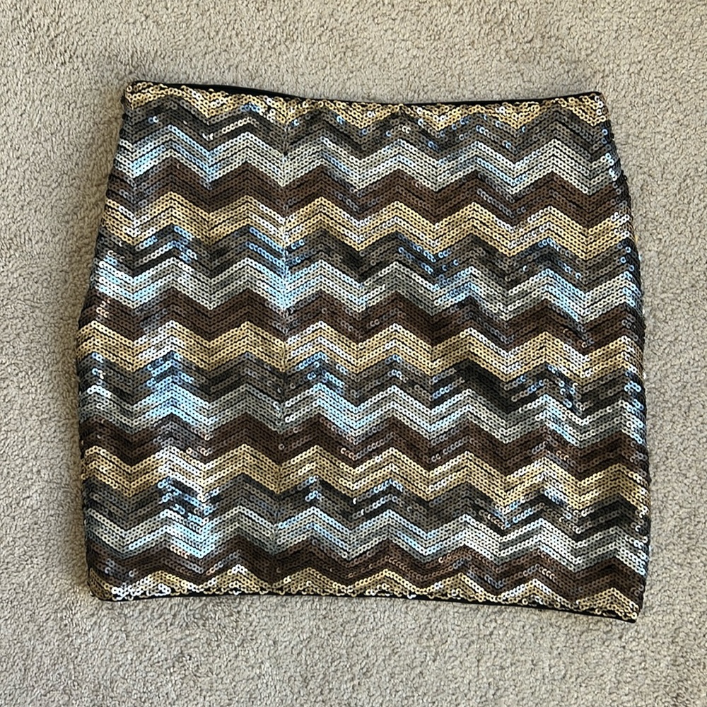 Forever21 Contemporary Sequin Chevron Body-con Skirt